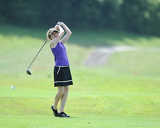 CANFIELD, OHIO - JUNE 30, 2014: Sydney Heninbaugh of Youngstown tees off on the 7th hole Monday morning at Diamondback Golf Course during the Vindy Greatest Golfer of the Valley tournament. (Photo by David Dermer/Youngstown Vindicator)