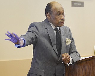 Former YSU art professor Al Bright speaks at a ceremony in Youngstown commemorating the 50th anniversary
of the Civil Rights Act of 1964.