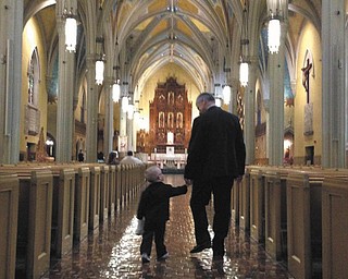 Jerry Ambrosia is walking his grandson Dominic Ambrosia down the isle at Michael and Megan AmbrosiaÕs wedding in Cleveland in July of 2013.