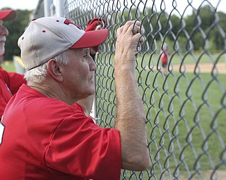 William D. Lewis The Vindicator .Senior Baseball player Ron DiVincenzo, 74, of Boardman plays for Youngstown Classic in an over 58 baseball league at Field of Dreams in Boardman.