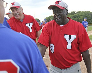 William D. Lewis The Vindicator .Senior Baseball player Charlie Harris, 74, of Youngstown plays for Youngstown Classic in an over 58 baseball league at Field of Dreams in Boardman.