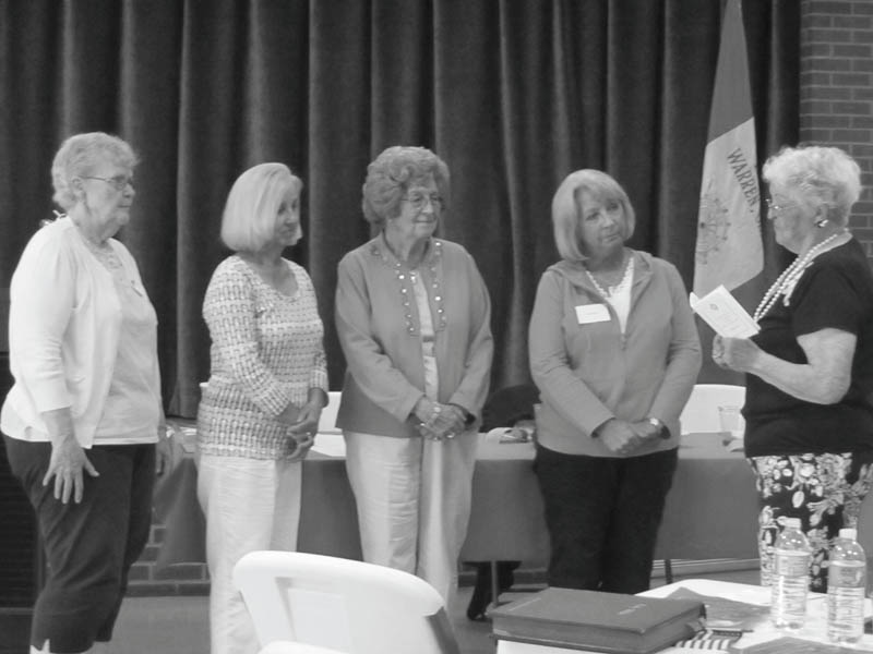 SPECIAL TO THE VINDICATOR
At the June meeting of the National Society of Daughters of the American Revolution, officers were installed. From left to right are Donna Drakides, chaplain; Carol Olson, treasurer; Mary Barson, historian/librarian; Kay Verch, recording secretary; and Roberta Davis, outgoing chaplain.
