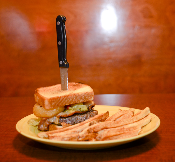 The Inferno Burger from the Downtown Coffee Cafe.