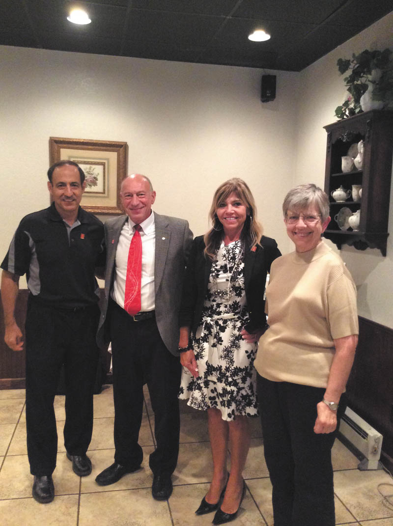 SPECIAL TO THE VINDICATOR
The Rotary Club of Girard-Liberty inducted two new members at its July 15 meeting. Club president Joe Jeswald, left, and District 6650 Gov. Phil Mariola welcomed Pam Graff, second from right, and Pam Dockstater as new members.