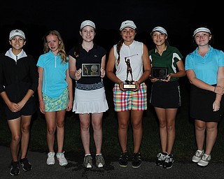 WARREN, OHIO - JULY 27, 2014: Hadley Spielvogel, Jenna Jacobson, Hannah Keffler, Jenna Vivo, Britney Jonda and Emily Marcavish  the 2014 participants in the U14 Vindy Greatest Golfer.