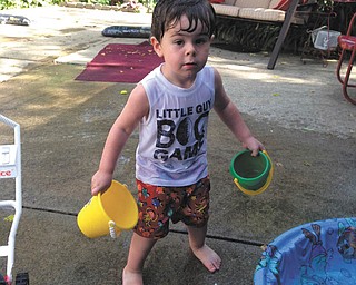 Jaxson Mcvay at his Baba's swimming pool in Girard, Sent by Baba, Ann Blazina.