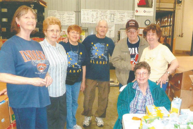 SPECIAL TO THE VINDICATOR
A group from Trumbull Retired Teachers Association recently volunteered a day of service to Second Harvest Food Bank. Seated is Mary Sabol. From left are Sheri French, Barbara Loomis, Eva Bell, Vic Bell, Joe Bahmer and Betty Jean Bahmer.
