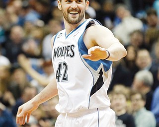 The Associated Press learned Thursday that Minnesota and Cleveland have agreed to a trade that will send All-Star forward Kevin Love to the Cavs for Andrew Wiggins, Anthony Bennett and a future first-round draft
pick, but no official agreement can be reached until Aug. 23, when Wiggins, this year’s No. 1 draft pick, becomes
eligible to be traded.