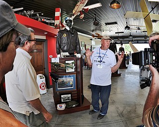 Jeff Lange | The Vindicator Retired Air Force Colonel Julius Szenegeto tells the press the stories of his 109 missions he flew in Vietnam. Szenegeto is now a flight instructor and is still flying from Green Township.