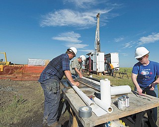 A change in technology could result in new oil and gas exploration in the area. EnerVest, a Houston-based company, believes that with changes in drilling techniques, activity will increase in the oil-rich northern part of the Utica Shale, which includes Trumbull County. Geological engineering graduate students prepare shale core samples for advanced laboratory testing.