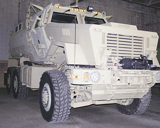 The BAE Caiman sits in a Boardman Township shed waiting to be outfitted by the township police department. The $737,000 vehicle was obtained through the Law Enforcement Support Office at no cost.