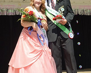 The 2014 Canfield Fair 4-H queen and king are Tara Balsinger, 18, of Lake Milton and Levi Smith, 17, of Berlin
Center. They were crowned Thursday, which was Junior Fair Youth Day.