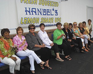 This group of South High School friends have been meeting every month since 2008. This picture was taken in 2010 at one of their favorite haunts, Handel's. From left are Karen Smith (Cranberry, PA); Karla Sexton (Avon, OH); Janet Peterson (Chesterton, IN); Judy Armeni (North Lima); Patty Sprague (North Ridgeville, OH); Judi Hanna (Woodstock, GA); Marlene Dailey (Youngstown); Barb Smith (Canfield); Diane White (Youngstown); Joyce Pannunzio (Wadsworth, OH); and Diane Ibb (Berlin Center).
