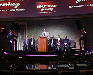        ROBERT K. YOSAY  | THE VINDICATOR..Timothy J Wilmot Pres and CEO of Penn National talks during opening cermonies..   Opening DAY  at the Austintown Hollywood Gaming as Ray 'BOOM-BOOM' Mancini was the high light of the ribbon cutting... -30-