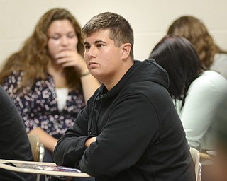 Katie Rickman | The Vindicator.Matt Wheeler, a Perry High School senior, participates in the YSU STEM program where he and a small group of high school seniors attended classes at the university Friday, Sept. 19, 2014.