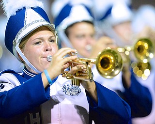 Jeff Lange | The Vindicator  Freshman at Poland, Paige Kellgren plays her trumpet during the band's halftime show.