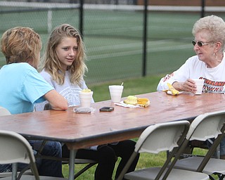 Carla Amann (left) of Austintown talks to her daughter Tianna Amann (13,middle) of Austintown and mother Ginny Betke (right)of New Wateford before they started walking the Super Walk for Multiple Sclerosis at the Wick Recreation Area of Mill Creek Park on Sunday morning.  Dustin Livesay  |  The Vindicator  09/21/14  Mill Creek Park.