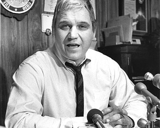 December 27, 1988 - Traficant at a press conference in his office in Boardman.
