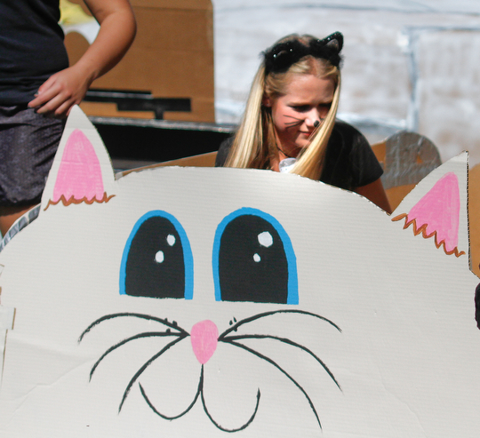        ROBERT K. YOSAY  | THE VINDICATOR..reinforceing the  "Kittens for Sail" is  Kaitlin Francis .. sophmore..The Annual Raider  Regatta done annually by 10th grade students at Memorial Park behind the old high School ...-30-