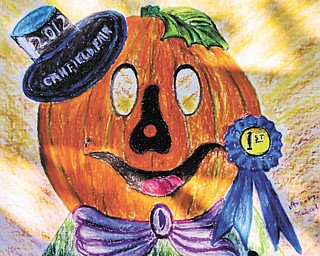 14. This painting of the first-prize pumpkin at Canfield Fair was done by Annette McCarthy of Austintown.