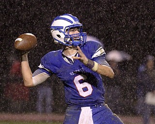 William D Lewis the vindicator  WR's John clegg(6) looks down field during 1rst half action 10-3-14 at WR.