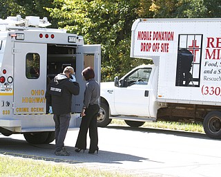        ROBERT K. YOSAY  | THE VINDICATOR..LIBERTY Ñ A man was shot and killed by police after a chase on state Route 11 just south of Tibbetts-Wick Road this morning..Lt.. Brian Holt of the Southington Barracks of the Ohio State Highway Patrol said deputies with the Trumbull County Sheriff's Office were chasing the vehicle, which was reported stolen, when troopers laid down stop sticks, which stopped the vehicle...-30-