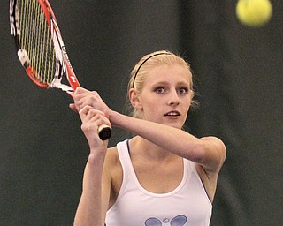 William D. Leiws The Vindicator  Poland tennis playerElise Eckman practices 10-7-14 at Boardman Tennis.