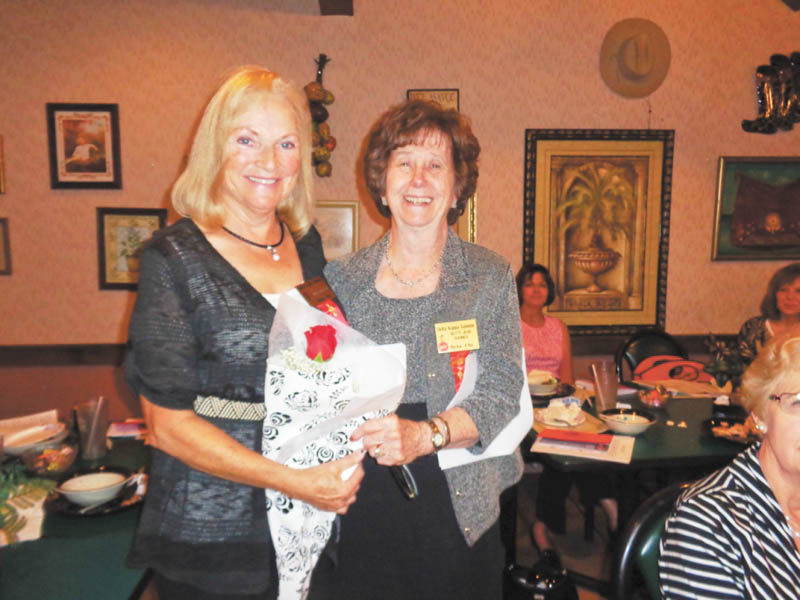 SPECIAL TO THE VINDICATOR
Mary Bumstead, left, was inducted as second vice president, and Jean Bahmer was inducted as president of the Beta Chi Chapter of Delta Kappa Gamma. The club’s next meeting will be at 6 p.m. Nov. 6 at Ciminero’s Banquet Center, 123 Main St., Niles. The theme will be world fellowship and will feature a basket auction. Marilyn Johnson and Judith Cross are co-chairwomen of the event. Barbara Clemson, Eileen Hazel, Rose Mary Kokor, Dixie Finn, Sandy Keri and Pam Rumancik are committee members. For information visit www.betachiohio.weebly.com.
