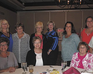 SPECIAL TO THE VINDICATOR Austintown Junior Women’s League recently attended the North East District Fall Conference of the General Federation of Women’s Clubs at the Magnuson Grand Hotel in Warren. A collection was made for Canines Companion for Independence, which helps provide a canine companion to a wounded veteran. They also elected officers, and AJWL was recognized for having the highest percentage of members attending. Seated, from left, are Kathy Rusback, Janice Simmerman and Shirley Schmidt. Standing are Ruty Rodriguez Patterson, Mary Toporcer, Judy Rodkey, Nancy Jones, Linda Jones, Mary Ann Herschel, Allison Jones and Jan Zoccali. 