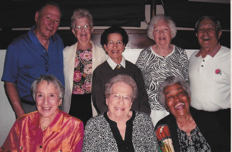 SPECIAL TO THE VINDICATOR The Rayen School Class of 1945 celebrated a 69-year reunion with family and guests attending. It took place Sept. 27 at Salvatore’s Italian Grille in Austintown. In the front row, from left to right, are Fran Into, Toni Hutson and Dorothy Hopkins. In the top row are Anthony Valley, Gloria Flower, Toni Ricciardulli, Dolly Morrow and Jim Borak