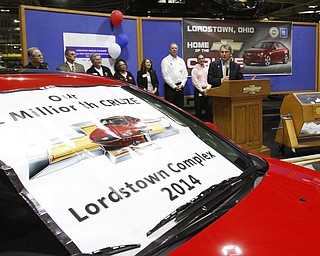        ROBERT K. YOSAY  | THE VINDICATOR..Sherrod Brown .....UAW Locals 1112 and 1714 purchased the one millionith Cruze  that was  raffled to a Lordstown UAW team member. (Sharon Frey of Mineral Ridge.- Raffle proceeds beyond the cost of the Cruze were donated to the St. Vincent DePaul Society of Youngstown. US REp Sherrod Brown will drew the winning name. ..-30-