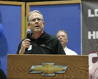        ROBERT K. YOSAY  | THE VINDICATOR..Greg Greenwood talks about the  importance of the Cruze to the valley ..UAW Locals 1112 and 1714 purchased the one millionith Cruze  that was  raffled to a Lordstown UAW team member. (Sharon Frey of Mineral Ridge.- Raffle proceeds beyond the cost of the Cruze were donated to the St. Vincent DePaul Society of Youngstown. US REp Sherrod Brown will drew the winning name. ..-30-