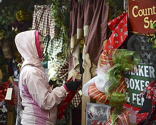 Katie Rickman | The Vindicator.Carrie Horvath of Warrenton, Virginia traveled over 6 hours to attend Christmas in the Woods with family members on Saturday, Oct. 18, 2014. She looks through items at Pesta Country Store which offered many Christmas themed items and more.