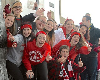 Jeff Lange | The Vindicator  YSU students show their pride on a float in Saturday's homecoming parade.