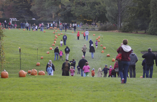 Katie Rickman | The Vindicator.Families walk through Fellows Riverside Gardens during The Pumpkin Walk on Sunday, Oct. 19, 2014.