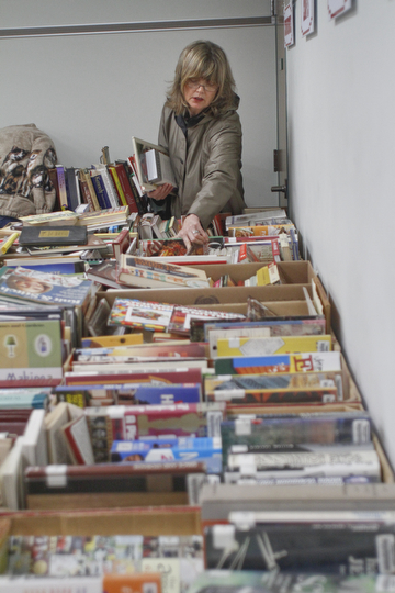        ROBERT K. YOSAY  | THE VINDICATOR..cook books  and such as  Anna Leko of Struthers...  paruses the boxes .. The Hubbard Friends of the Library Book Sale..Hubbard Library, ..see story that ran 3-4 days ago ..-30-