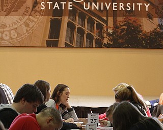        ROBERT K. YOSAY  | THE VINDICATOR..More than 400 students from 39 high schools from throughout Northeast Ohio filled Youngstown State UniversityÕs Kilcawley Center Chestnut Room Thursday for MathFest hosted by YSUÕs mathematics and statistics department...-30-