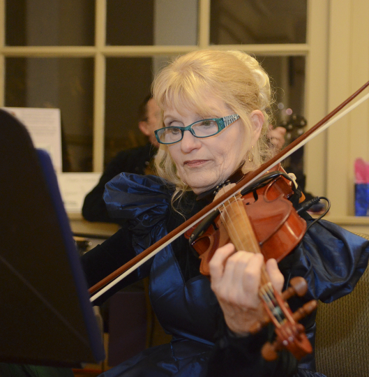 Katie Rickman | The Vindicator.Bobbi Horvath of Akron  plays the fiddle during The Governor David Tod Civil War Ball at the Tyler History Center in Youngstown on Saturday, Nov. 1, 2014.