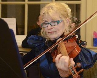 Katie Rickman | The Vindicator.Bobbi Horvath of Akron  plays the fiddle during The Governor David Tod Civil War Ball at the Tyler History Center in Youngstown on Saturday, Nov. 1, 2014.