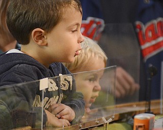 Katie Rickman | The Vindicator.Logan Alexander, 4 on left, and his brother Jackson, 2, both of Toledo watch as trains pass by during an open house at the Youngstown Model Railroad Association in Austintown on Sunday Nov.2, 2014. Approx. 2,500 visited the facility over its 6 day event according to Dean Demain, Vice President of the society.  The association will have two more open house events November 8-9 and December 6-7 from 12pm-6pm each day.  The cost of admission is $4 for adults, children 11 and under are free.