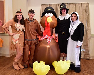 CANFIELD, OHIO - NOVEMBER 1, 2014: (RtoL) Kimberly Muff, Levi Smith, Joe Fagnano, and Logan Muff pose for a picture Saturday morning during the Farm Harvest Fun Fest. (Photo by David Dermer/Youngstown Vindicator)
