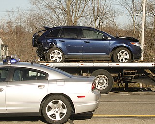        ROBERT K. YOSAY  | THE VINDICATOR..A multivehicle accident on the Ohio Turnpike in the Westbound lanes near Kirk Rd in Austintown - According to sources one was killed as well as multiple vehicles including a Canfield Fire Truck . Ohio Turnpike truck and several cars
