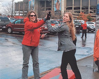 YSU tailgating cornhole winners Leanna Hartsough and Heidi VanAuker...