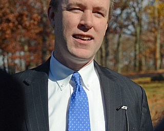 Katie Rickman | The Vindicator  .Ed FitzGerald speaks the the media at Niles United Methodist Church where he stopped along the campaign route to meet with voters on Nov. 4, 2014.