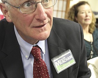 William D. Lewis the Vindicator  Ralph Meachum is all smiles as he gets election results Tuesday at Mahoning County GOP headquartershe won hte auditors race.