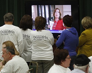        ROBERT K. YOSAY  | THE VINDICATOR..Anthony Donofrio  supporters watch results at St Luke's  reception  hall .. .