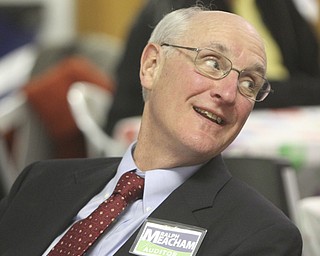 William D. Lewis the Vindicator  Ralph Meachum is all smiles as he gets election results Tuesday at Mahoning County GOP headquartershe won hte auditors race.