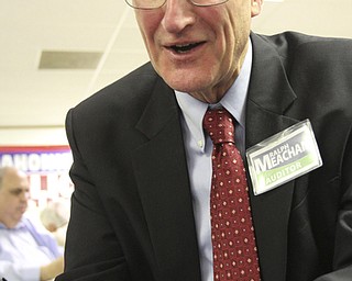 William D. Lewis the Vindicator  Ralph Meachum is all smiles as he gets election results Tuesday at Mahoning County GOP headquartershe won hte auditors race.