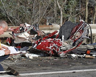        ROBERT K. YOSAY  | THE VINDICATOR..A multi vehicle accident on the Ohio Turnpike in the Westbound lanes near Kirk Rd in Austintown - According to sources one was killed as well as multiple vehicles including a Canfield Fire Truck . Ohio Turnpike truck and several cars