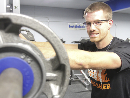 William D. Lewis the Vindicator Mudder Chad Macek trains at Kettlebell fitness in niles.